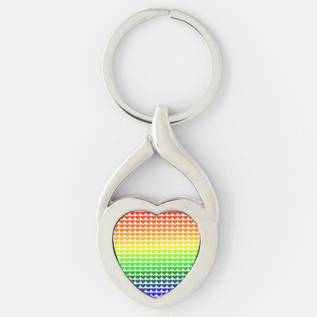 RAINBOW HEARTS TWISTED HEART SILVERFÄRGAD NYCKELRING (Framsidan)