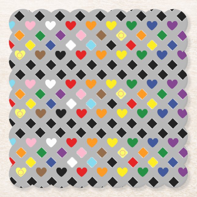 Rainbow Hearts Underlägg Papper (Framsida)