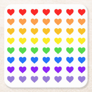 Rainbow Hearts Underlägg Papper Kvadrat