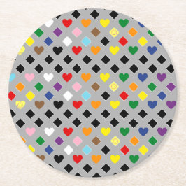 Rainbow Hearts Underlägg Papper Rund