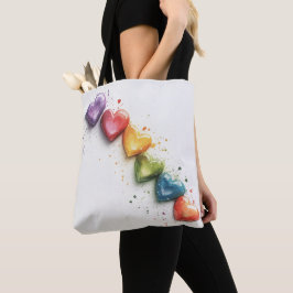 Rainbow Hearts Watercolor Digital Art Tygkasse