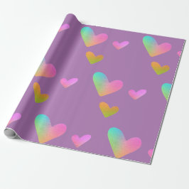Rainbow Hearts Wrapping Papper Presentpapper