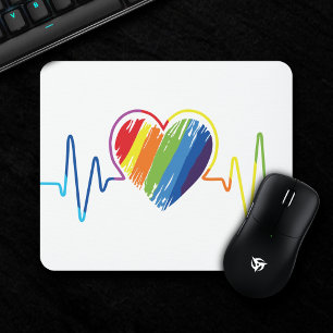 Rainbow Heartslag Abstrakt Scribble Heart Musmatta
