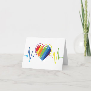 Rainbow Heartslag Gay pride Scribble Heart Photo Kort