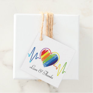 Rainbow Heartslag Konstnärlig Abstrakt Gay pride Gåvor Etiketter