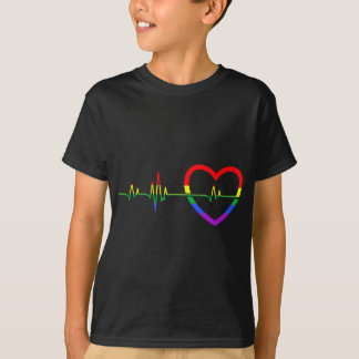 Rainbow Heartslag LGBTQ T Shirt