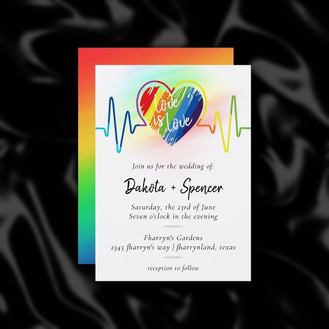 Rainbow Heartslag | Scribble Heart Kärlek är Kärle Inbjudningar (Skapare uppladdad)