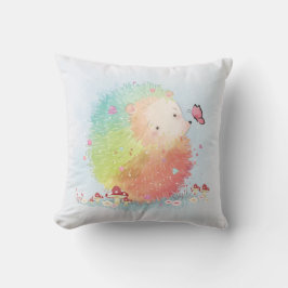 Rainbow Hedgehog Watercolor Violets Kudde