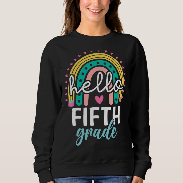 Rainbow Hej 5:e Klass Back to school Lärare Stu T Shirt (Framsida)