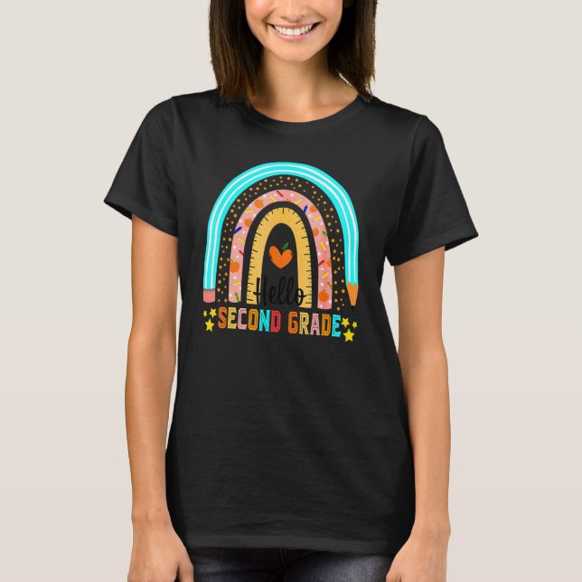 Rainbow Hej Fjärde Klass Lärare första Da T Shirt (Framsida)