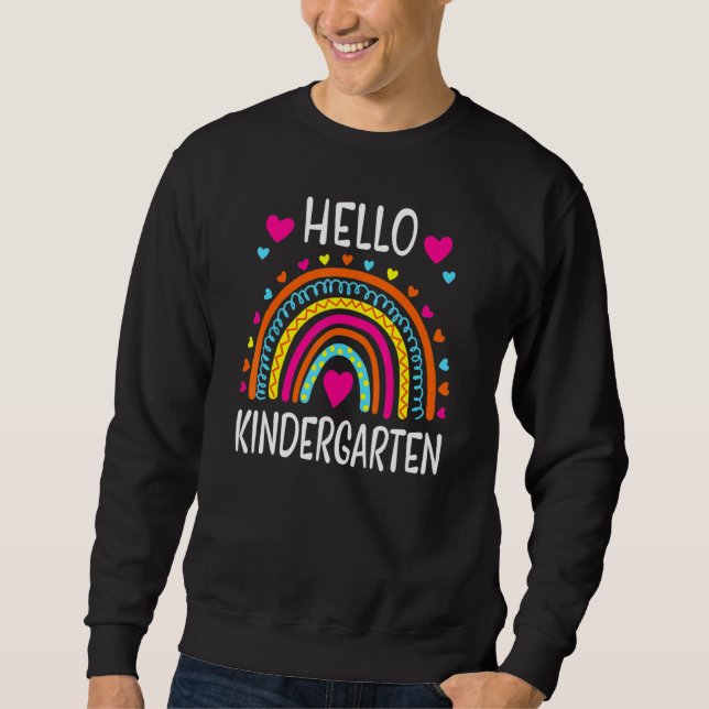 Rainbow Hej Kindergarten Back to school Lärare Lång Ärmad Tröja (Framsida)
