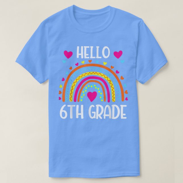 Rainbow Hej sjätte Klass Shirt 6e Klass tillbaka t (Design framsida)