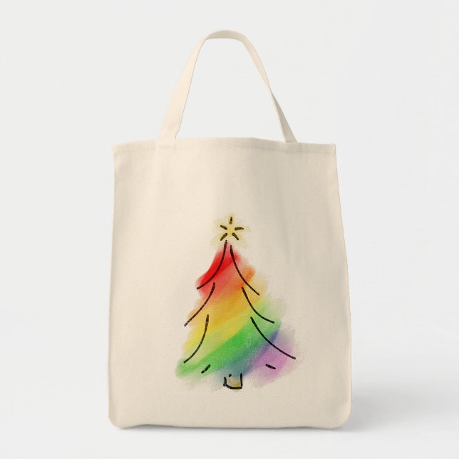 Rainbow Helgdag Träd Tygkasse (Framsidan)