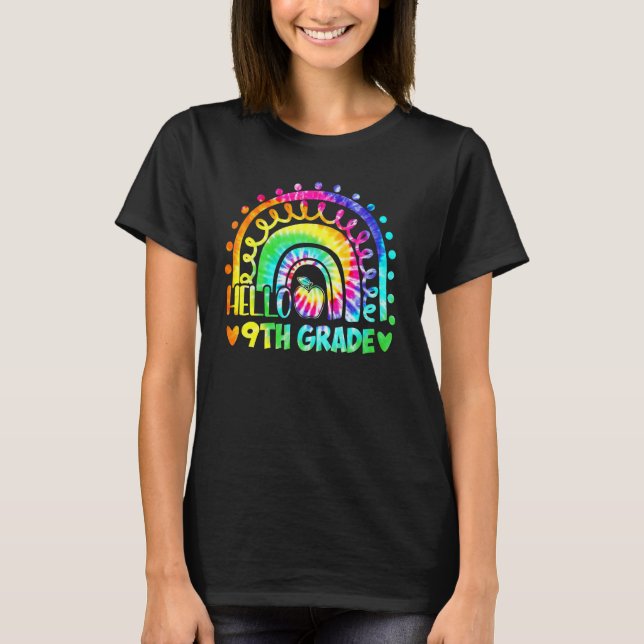 Rainbow Hello 9th Ninth Grade Back To School Teach T Shirt (Framsida)