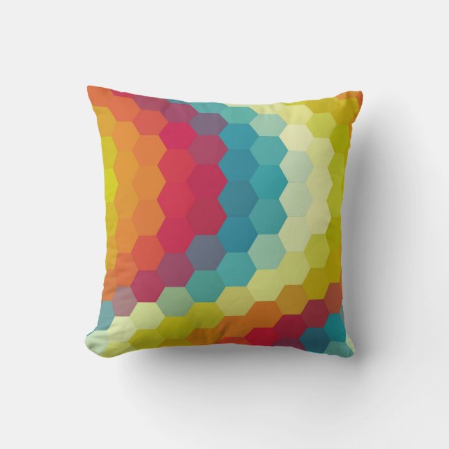 Rainbow Hexagon Chevron Mönster Kudde (Framsida)