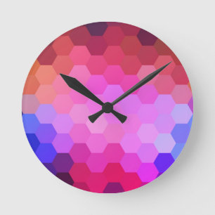 Rainbow Hexagon Chevron Mönster Rund Klocka