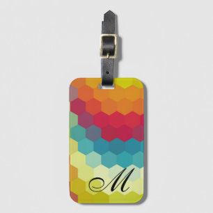 Rainbow Hexagon Mönster Monogram Bagagebricka
