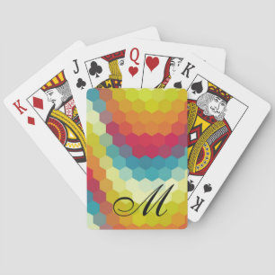 Rainbow Hexagon Mönster Monogram Casinokort