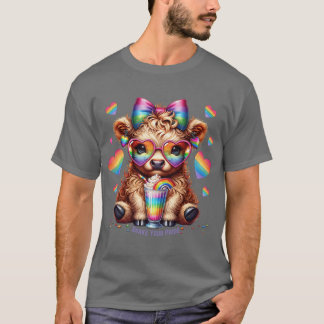 Rainbow Highland Cow Pride Celebration Cute Cow Ar T Shirt