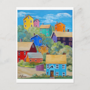 Rainbow Hillside Houses Vykort