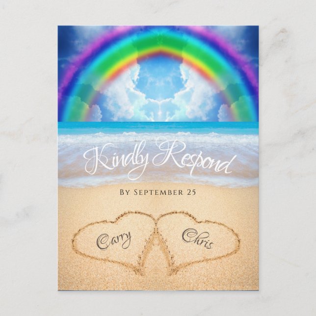 Rainbow Himlar Beach Wedding OSA Postcard Vykort (Framsida)