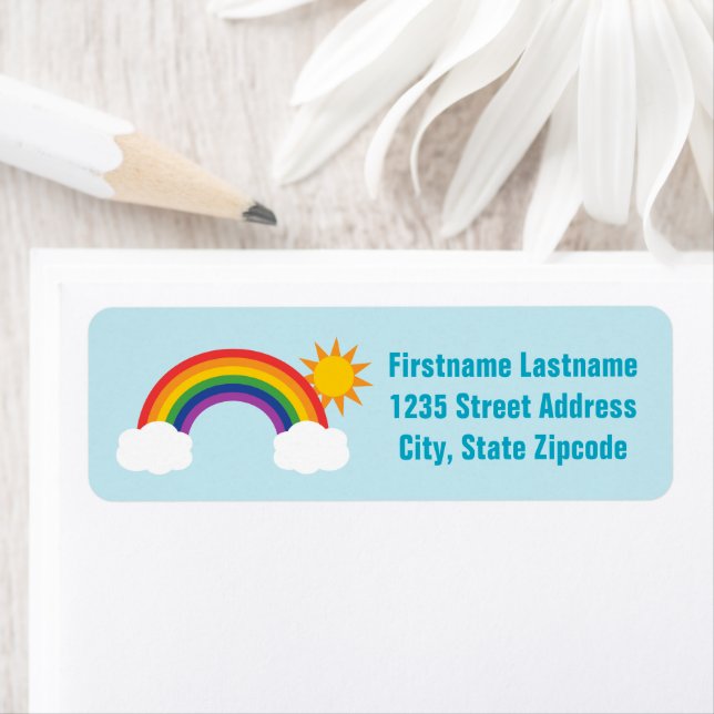 Rainbow Himlar Light Blue Returadress Returadress Etikett (Insitu)