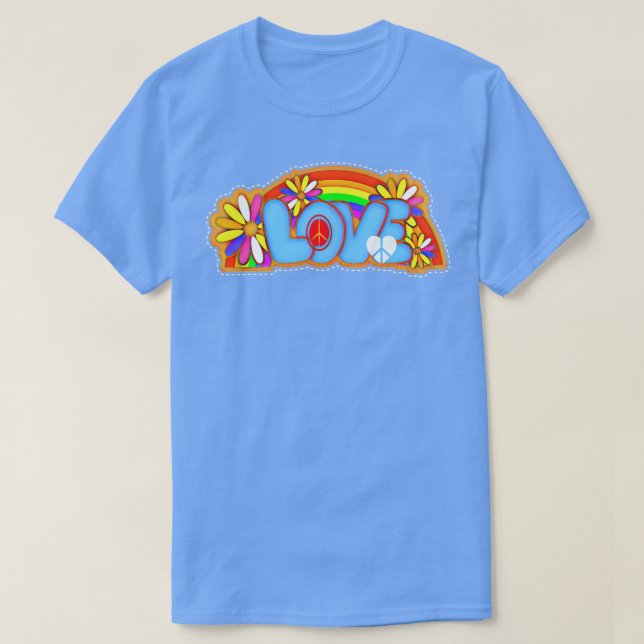 Rainbow Hippie Kärlek Typography T Shirt (Design framsida)