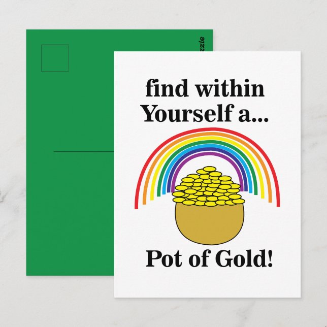 Rainbow hittar inom dig en bit Guld Vykort (Fram/baksida)