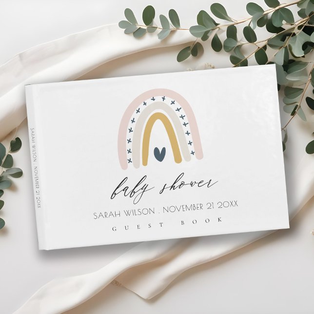  RAINBOW-HJÄRTA KIDS BABY SHOWER GÄSTBÖCKER (Skapare uppladdad)