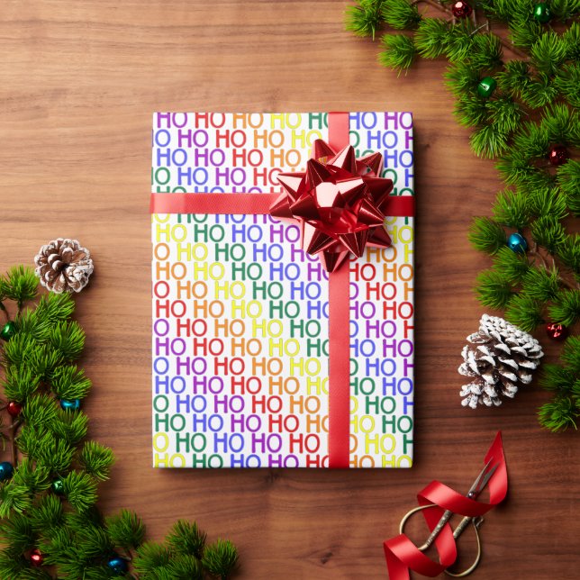 Rainbow Ho Ho Ho Mönster Wrapping Papper Presentpapper (Julgåva)
