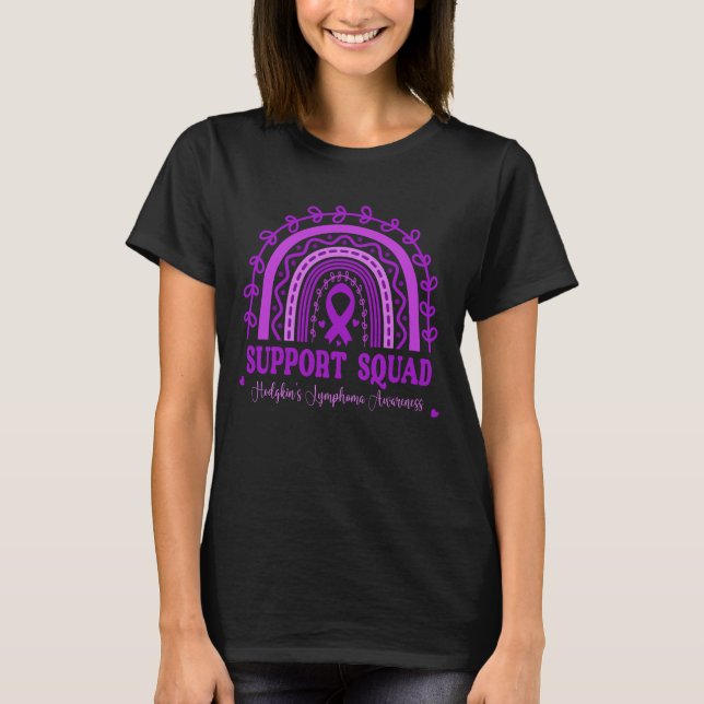 Rainbow Hodgkins Lymphoma Support Squad T Shirt (Framsida)