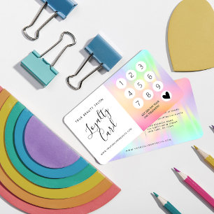 Rainbow Holografik Iridescent Unicorn-skript Lojalitetskort