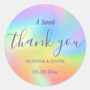 Rainbow Hologram A Sweet Tack Wedding Favor Runt Klistermärke