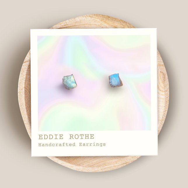 Rainbow Hologram Stud Earring Visning Fyrkantigt Visitkort (Skapare uppladdad)