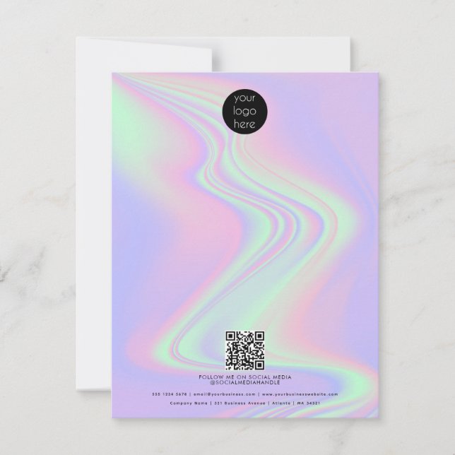 Rainbow HoloGraph Business Logotyp QR-kod Anteckningskort (Framsida)