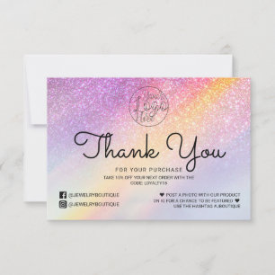 Rainbow Holograph Glitter Ombre Customer Tack Kort