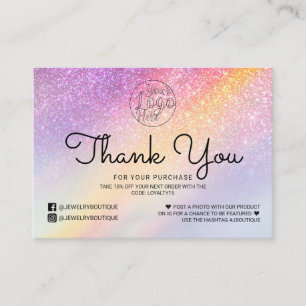 Rainbow Holograph Glitter Ombre Customer Tack Visitkort