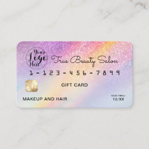 Rainbow Holograph Glitter Ombre Kredit Logotyp Gif Visitkort