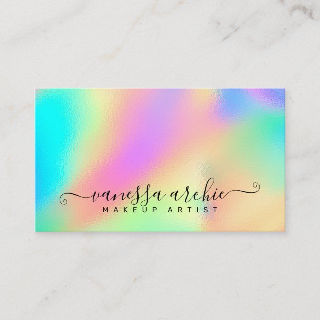 Rainbow Holography Foil Beauty Service Business C Visitkort (Framsida)