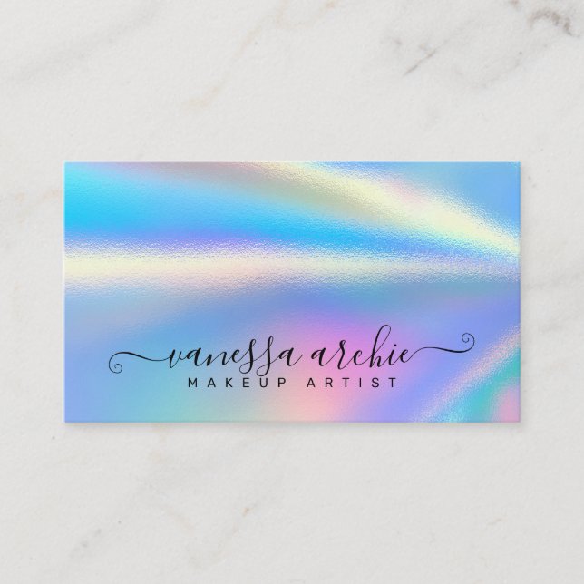 Rainbow Holography Foil Beauty Service Business C Visitkort (Framsida)