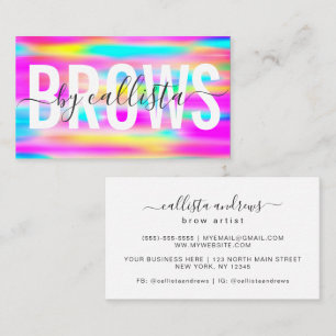 Rainbow Holography Typography Eyebrow Artist Visitkort