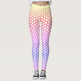Rainbow Honeycomb Grid Mönster Leggings