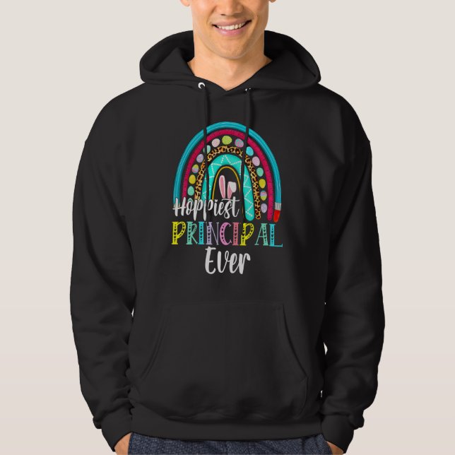 Rainbow Hoppiest Principal Bunny Rabbit Påsk Mat Hoodie (Framsida)