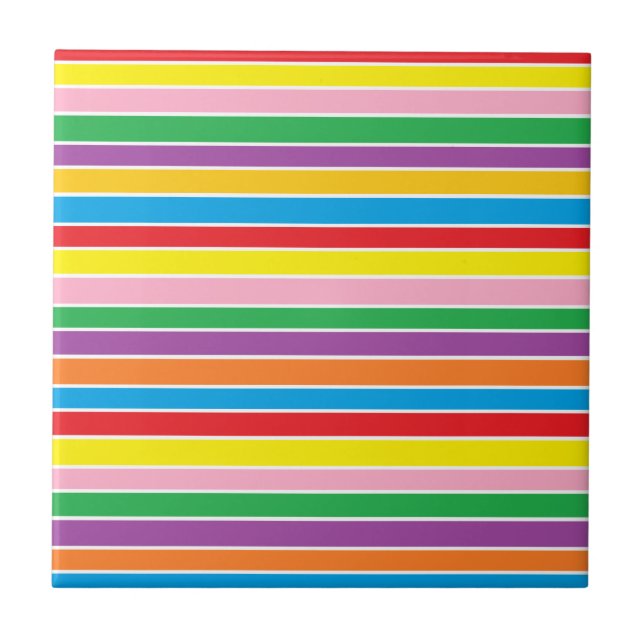 Rainbow Horizontal Stripes Kakelplatta (Framsidan)