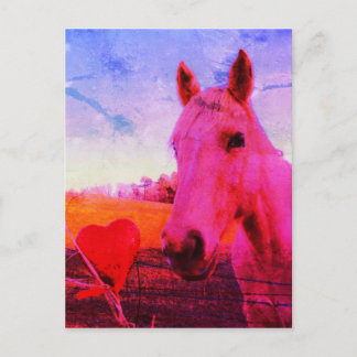 Rainbow Horse and Red Heart Vykort