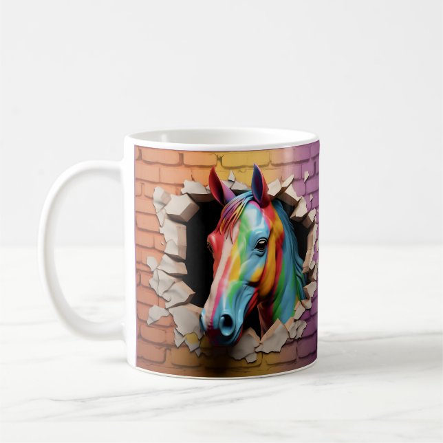 Rainbow Horse Breing Out Kaffemugg (Vänster)