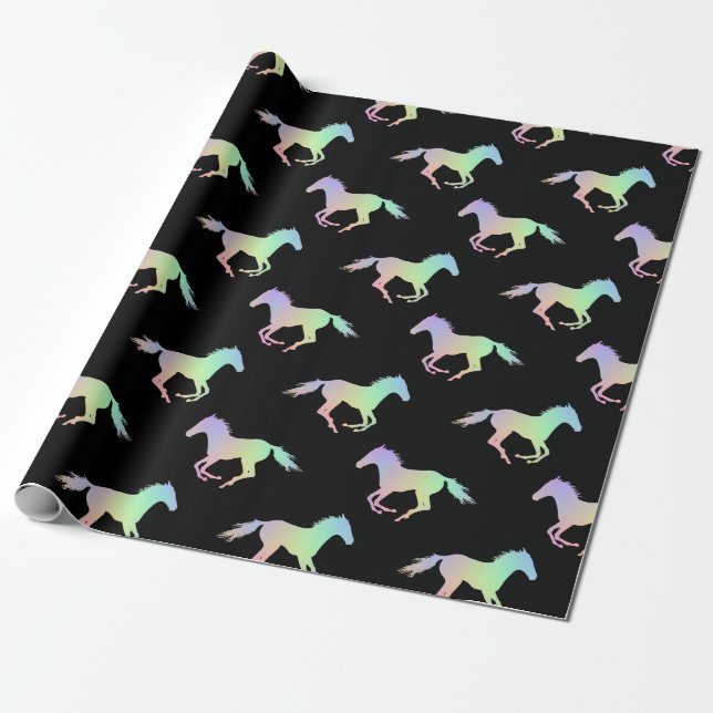 Rainbow Horse Silhouette Black Presentpapper (Utrullad)