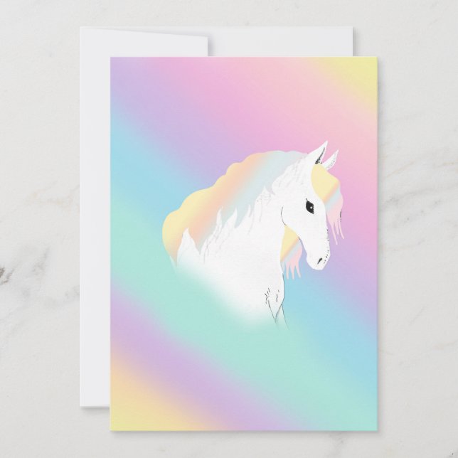 Rainbow Horse Unicorn Equestrian Girly Inbjudningar (Framsida)