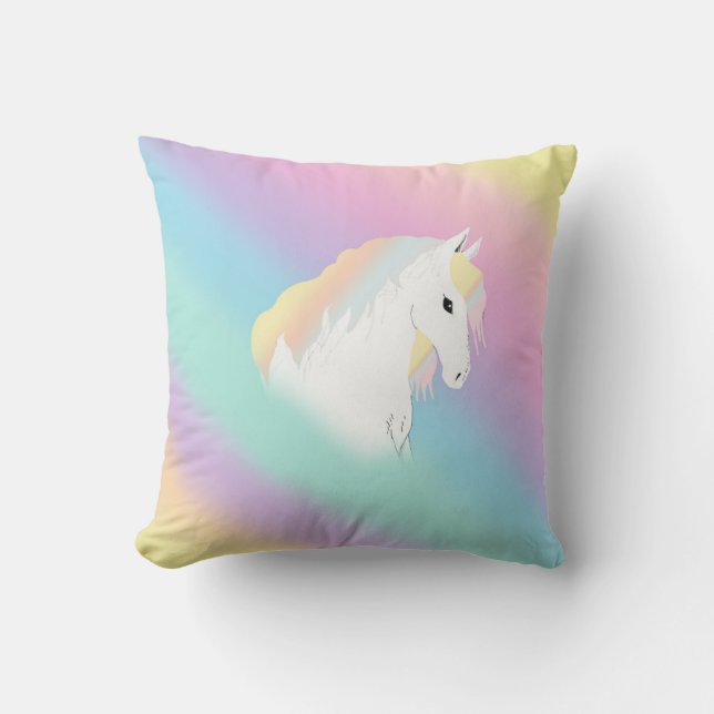 Rainbow Horse Unicorn Equestrian Girly Kudde (Framsida)