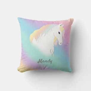 Rainbow Horse Unicorn Equestrian Girly Kudde